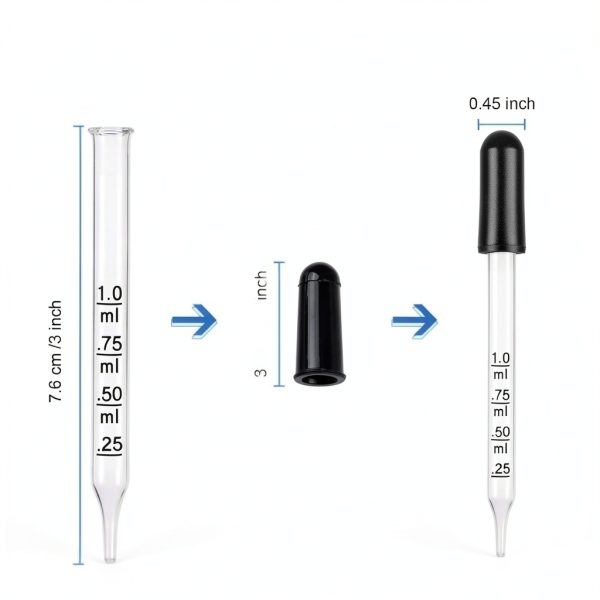 Goieyu 1ml Glass Dropping Pipette Clear Graduated Dropper Set of 20-2