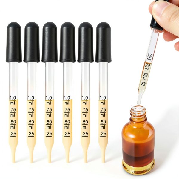 Goieyu 1ml Glass Dropping Pipette Clear Graduated Dropper Set of 20-6