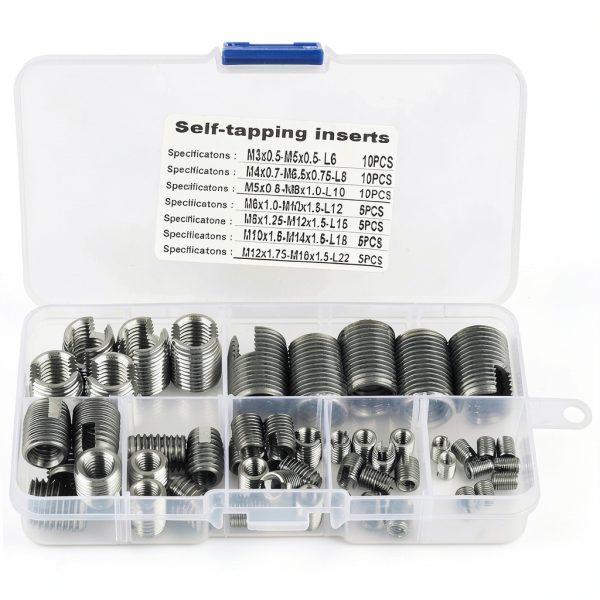 Self-Tapping Thread Insert Set by Yunir 50pcs Stainless Steel M3-M16-7
