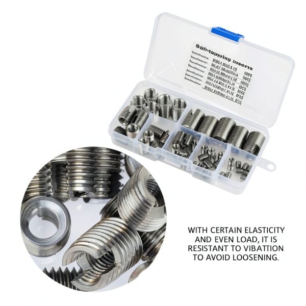 50Pcs 302 Stainless Steel Self Tapping Thread Inserts for Metal Repair-2