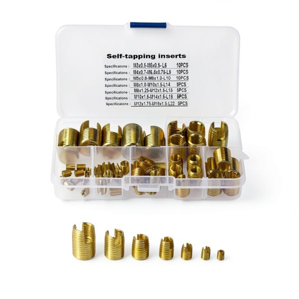50PCS Self Threaded Inserts, Thread Repair Kit, Repair Tool, Tapping Thread Slotted for Metal Plastic Wood-8