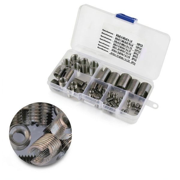 50 Pcs Threaded Inserts Stainless Steel Self Tapping Set M3-M16 with-2