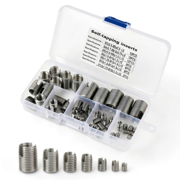 50Pcs M3 Self Tapping Thread Inserts Stainless Steel with Storage Case-0