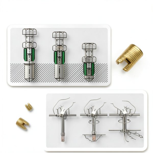 50Pcs Self Tapping Thread Insert, 302 Stainless Steel Self Tapping Slotted Thread Inserts Set with Storage Case, M3 M4 M5 M6 M8 M10 M12 Thread Reinforce Repair Tool (Gold)-2