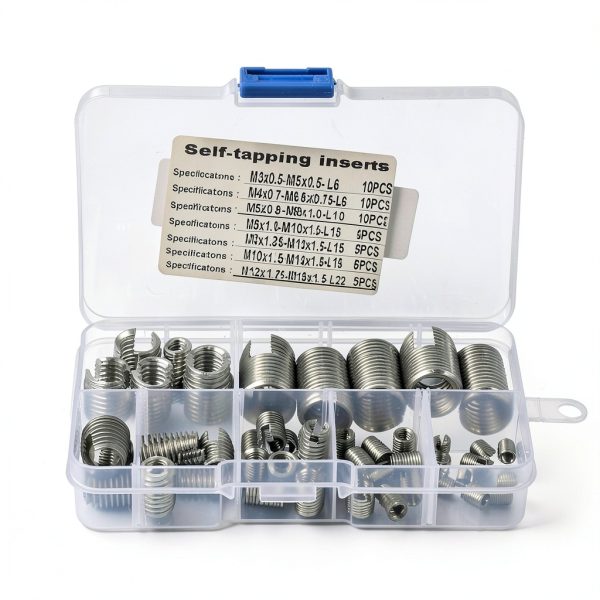 50Pcs Stainless Steel Inner Thread Self Tapping Thread Inserts Set, Reinforce Repair Tool with Storage Case, M3/M4/M5/M6/M8/M10-6