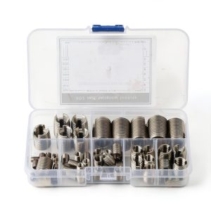 50Pcs Inner Thread Self Tapping Thread Inserts Set, Stainless Steel Threaded Inserts, M3 M4 M5 M6 M8 M10 M12 with a Storage Case-0