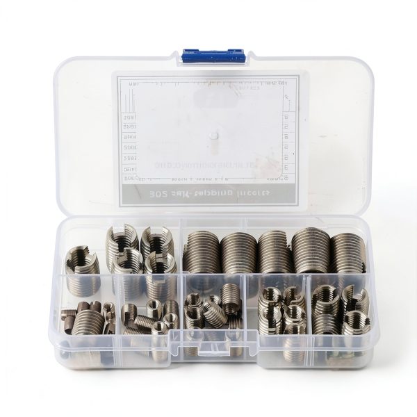 50Pcs Inner Thread Self Tapping Thread Inserts Set, Stainless Steel Threaded Inserts, M3 M4 M5 M6 M8 M10 M12 with a Storage Case-0