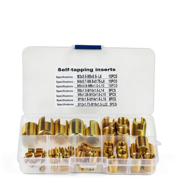 50PCS Self Threaded Inserts, Thread Repair Kit, Repair Tool, Tapping Thread Slotted for Metal Plastic Wood-2